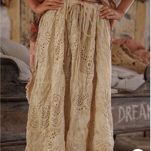 Magnolia Pearl Beige Eyelet A-Line Skirt